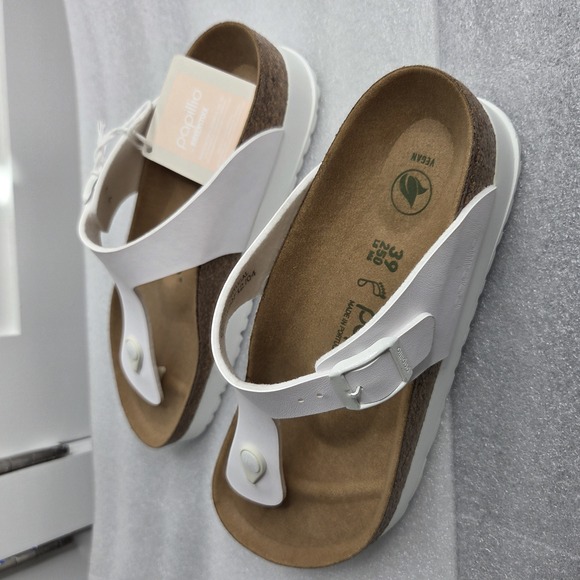 NWT Birkenstock Gizeh Platform Vegan Leather White Sandals Size 39 - Picture 6 of 12